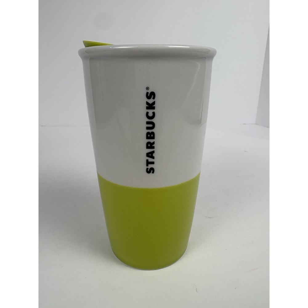 Starbucks Half Full 10 fl oz Ceramic Travel Coffee Mug Lime Green